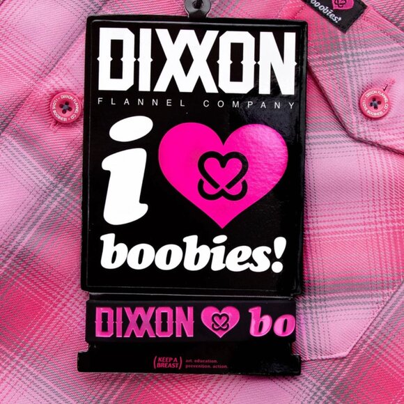 DIXXON x KEEP A BREAST Collab I LOVE BOOBIES Pink Flannel Shirt- Women's 2XL - Picture 3 of 10